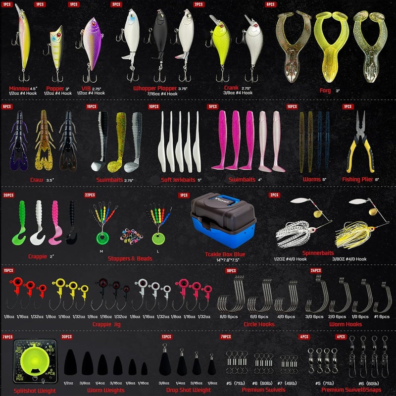 Vipfish Fishing Tackle Box with Tackle Included Lures, Hooks, Weights, 3-Layer Freshwater Fishing Tackle Kit for Bass Trout Walleye Fishing Gear and Equipment, Gift for Fishingman - Image 2